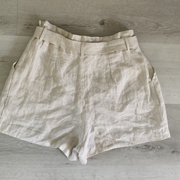 Scarlett poppies The Linen High-Waisted shorts natural beige paper-bag size L - Picture 11 of 11